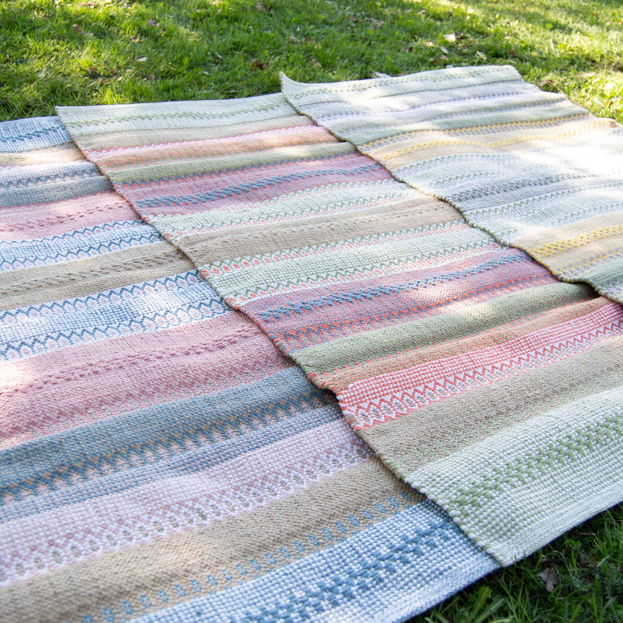 Polkka puuvillamatto - sininen-roosa