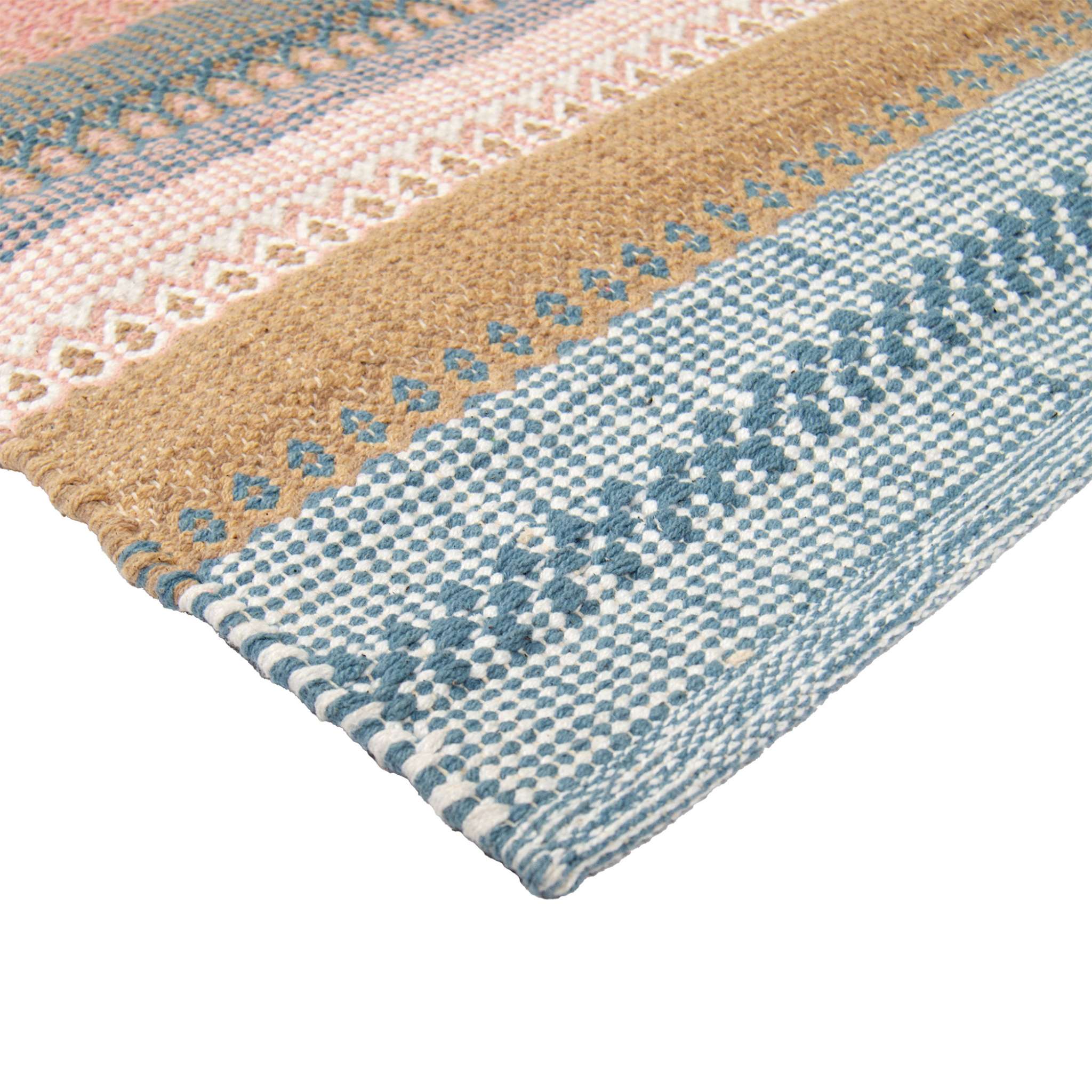 Polkka puuvillamatto - sininen-roosa