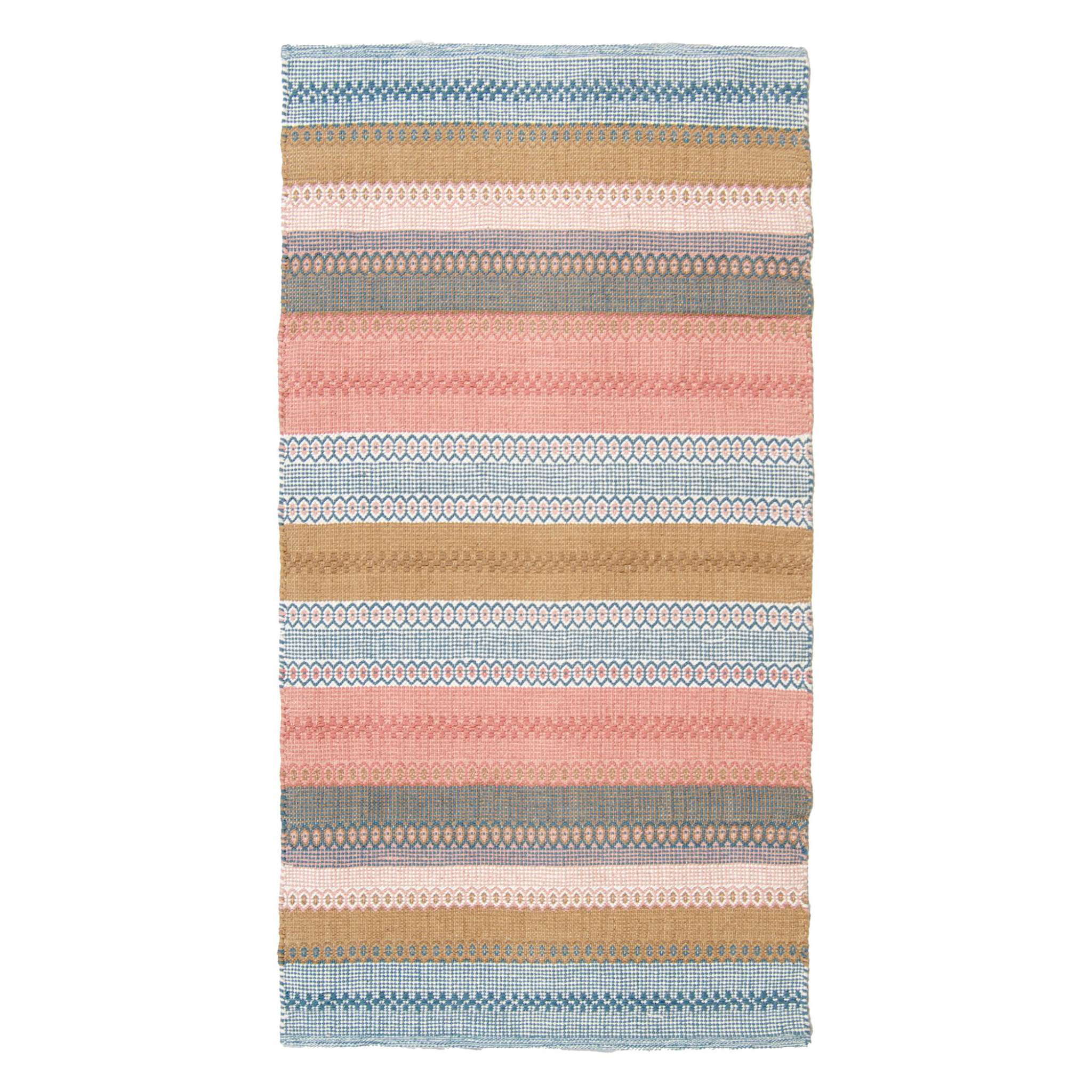 Polkka puuvillamatto - sininen-roosa